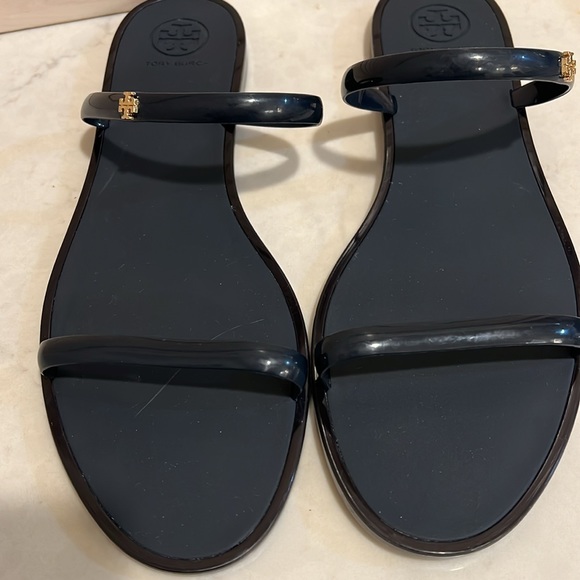 Tory Burch Women’s Navy Slip On Two Strap Jelly Slide Size 11 - Picture 8 of 9